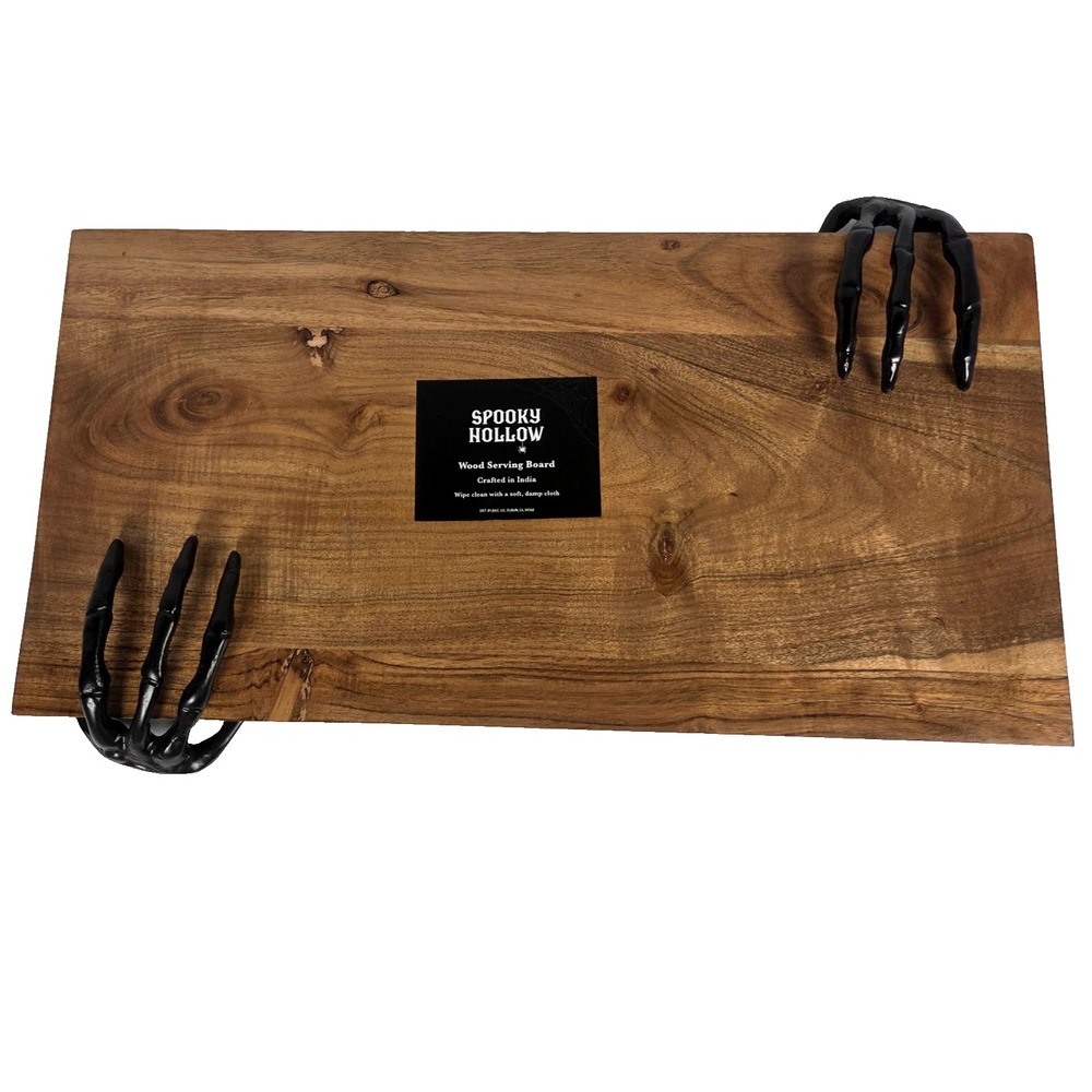Skeleton Hands Wood Serving Board 20 Inch Gothic Halloween Spooky Hollow